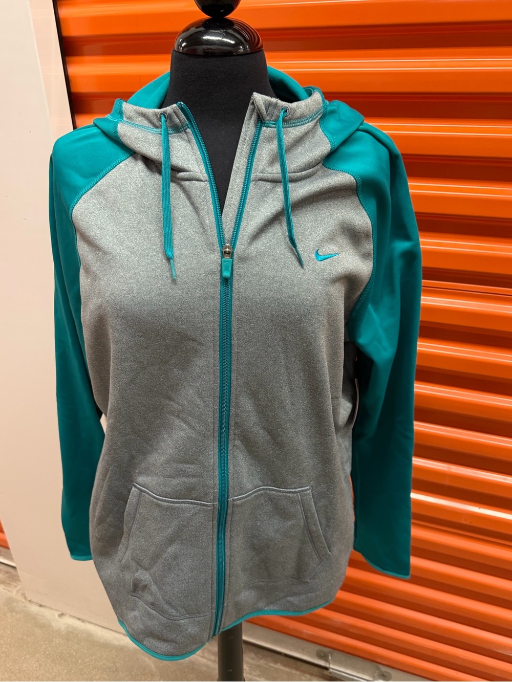 NWT Nike Teal and Gray Women's Full-Zip Utility Hoodie Size XL 683656 063